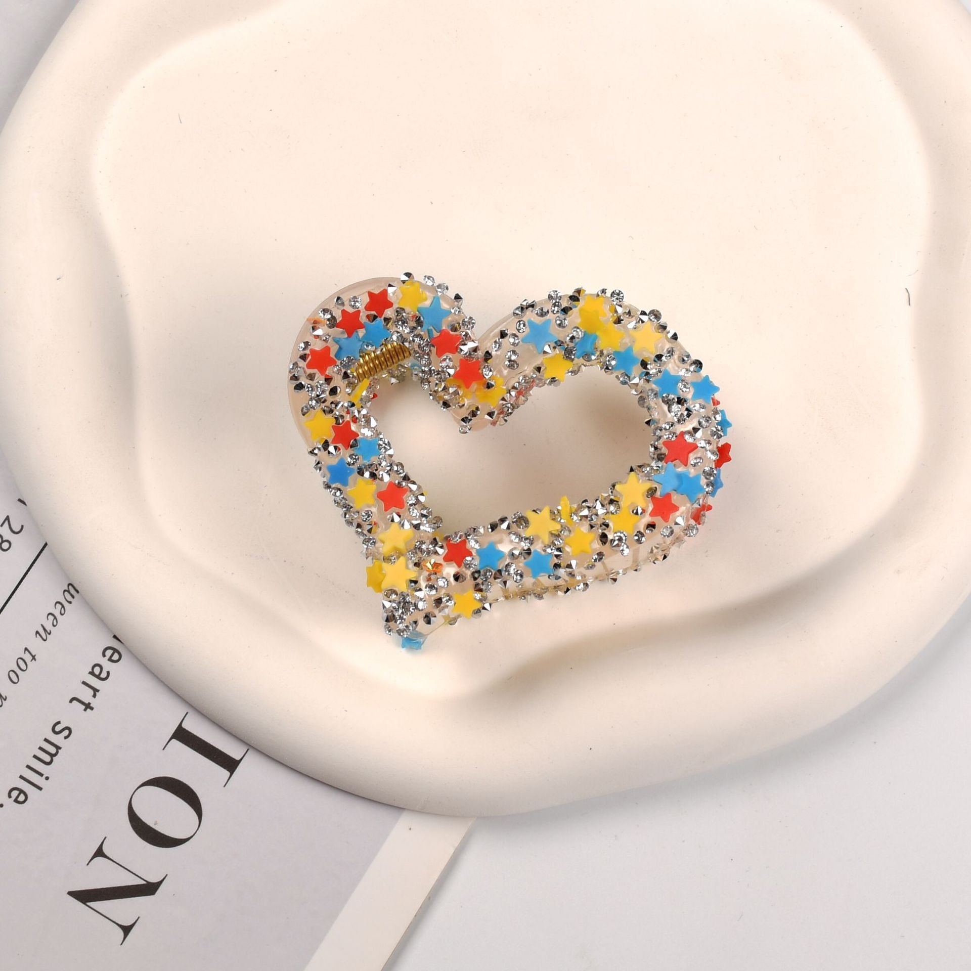 Wholesale jelly water fat love ponytail clip fashion sweet hairpin Valentine's Day heart sparkling heart clip