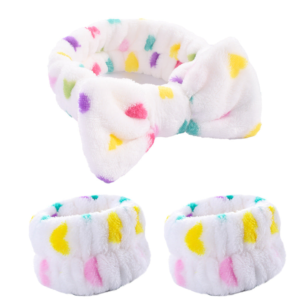 Wholesale Color Leopard Coral Fleece Wash Face Wrist Band Headband