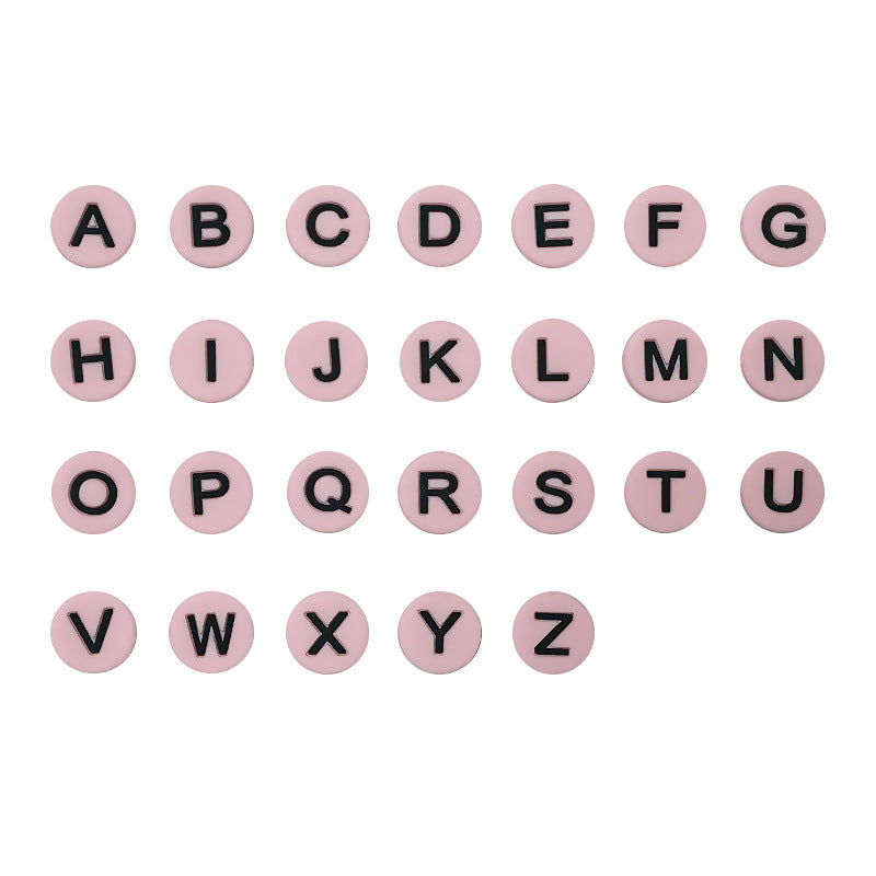 Wholesale 100pcs/pack Horizontal hole 26 letters bracelet silicone flat beads