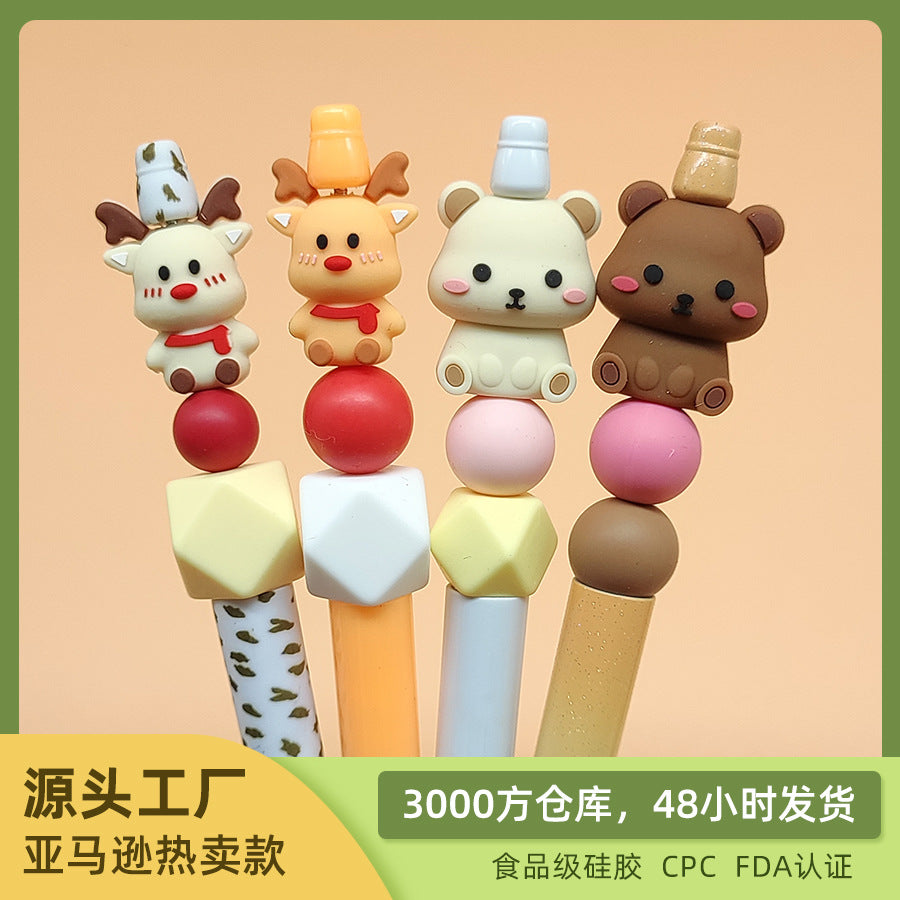 Wholesale 20pcs/pack 3D silicone beads cartoon three-dimensional food grade silicone beads