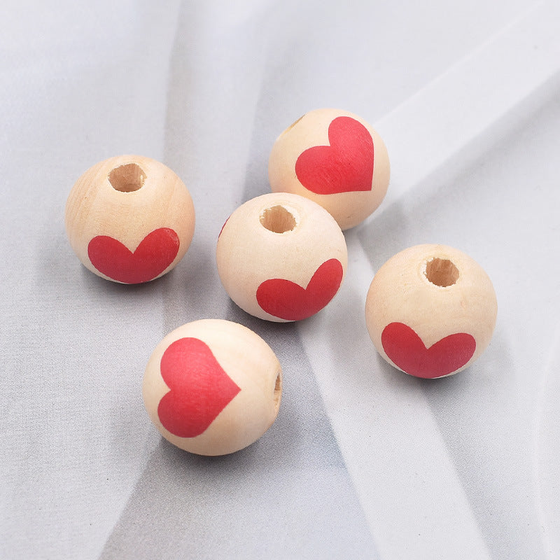 Wholesale 10PCS diy16mm Valentine's Day Love Color Wooden Beads
