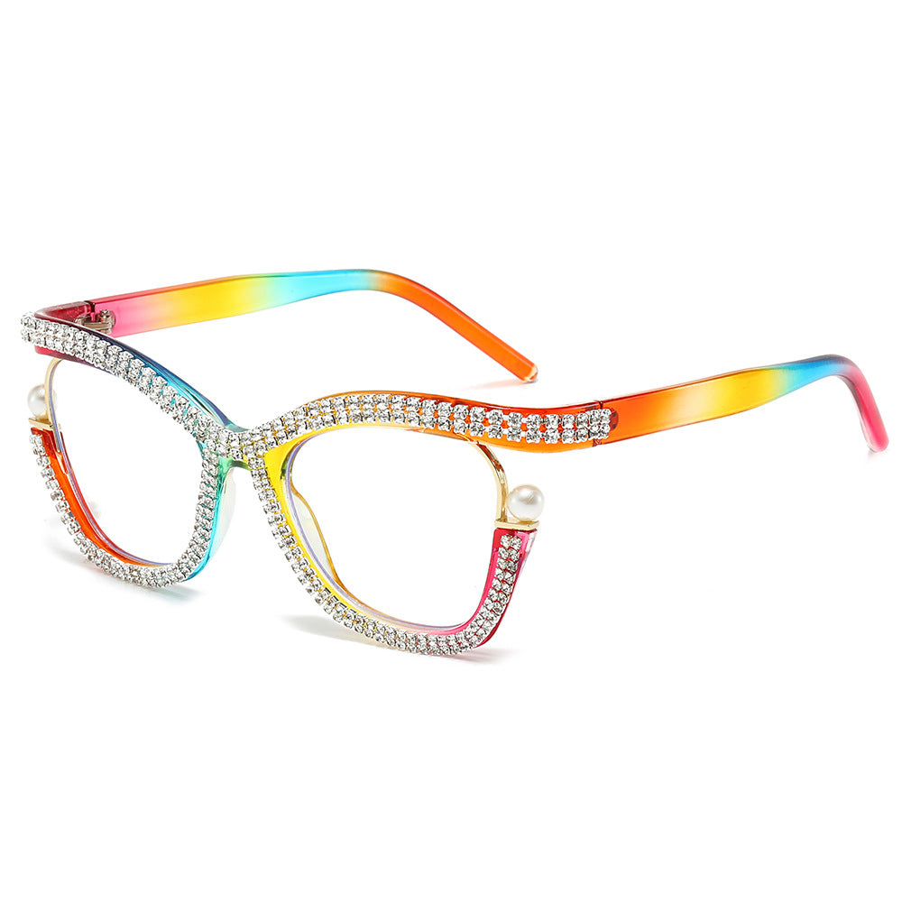 Wholesale Diamond-encrusted Blue Light Blocking Handmade Diamond Pearl Glasses