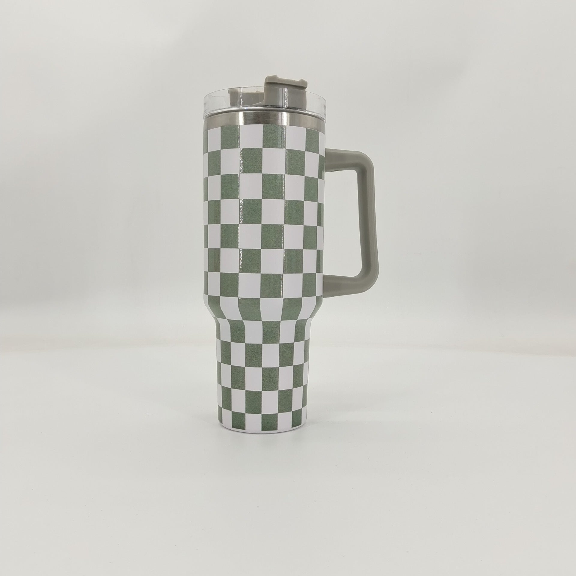Wholesale Tumbler Checkerboard Double Layer Stainless Steel Large Capacity Ice Bullies Cup
