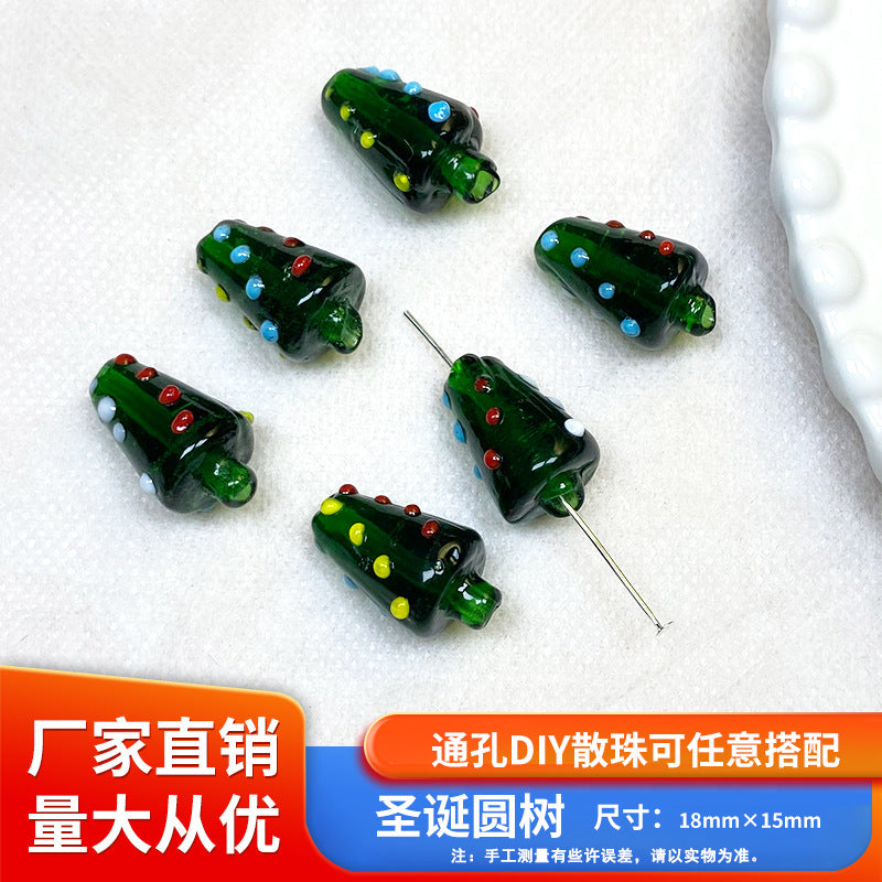 Wholesale 10pcs Snowman Christmas tree gingerbread man glass beads