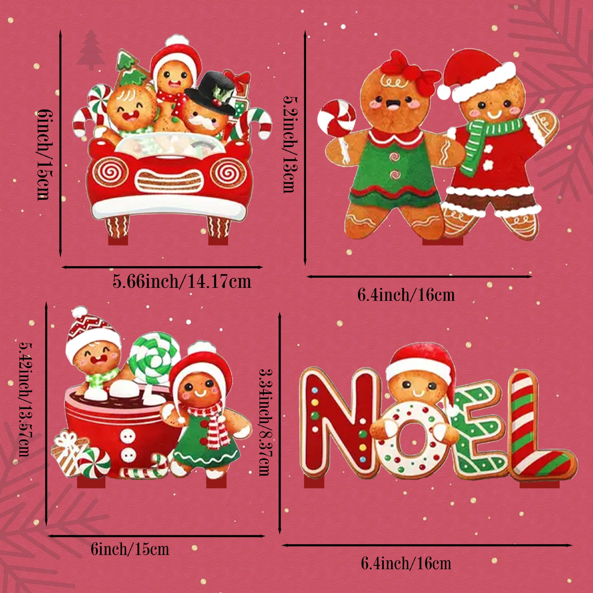 Wholesale 4pcs/pack wooden Christmas tree ornaments with base