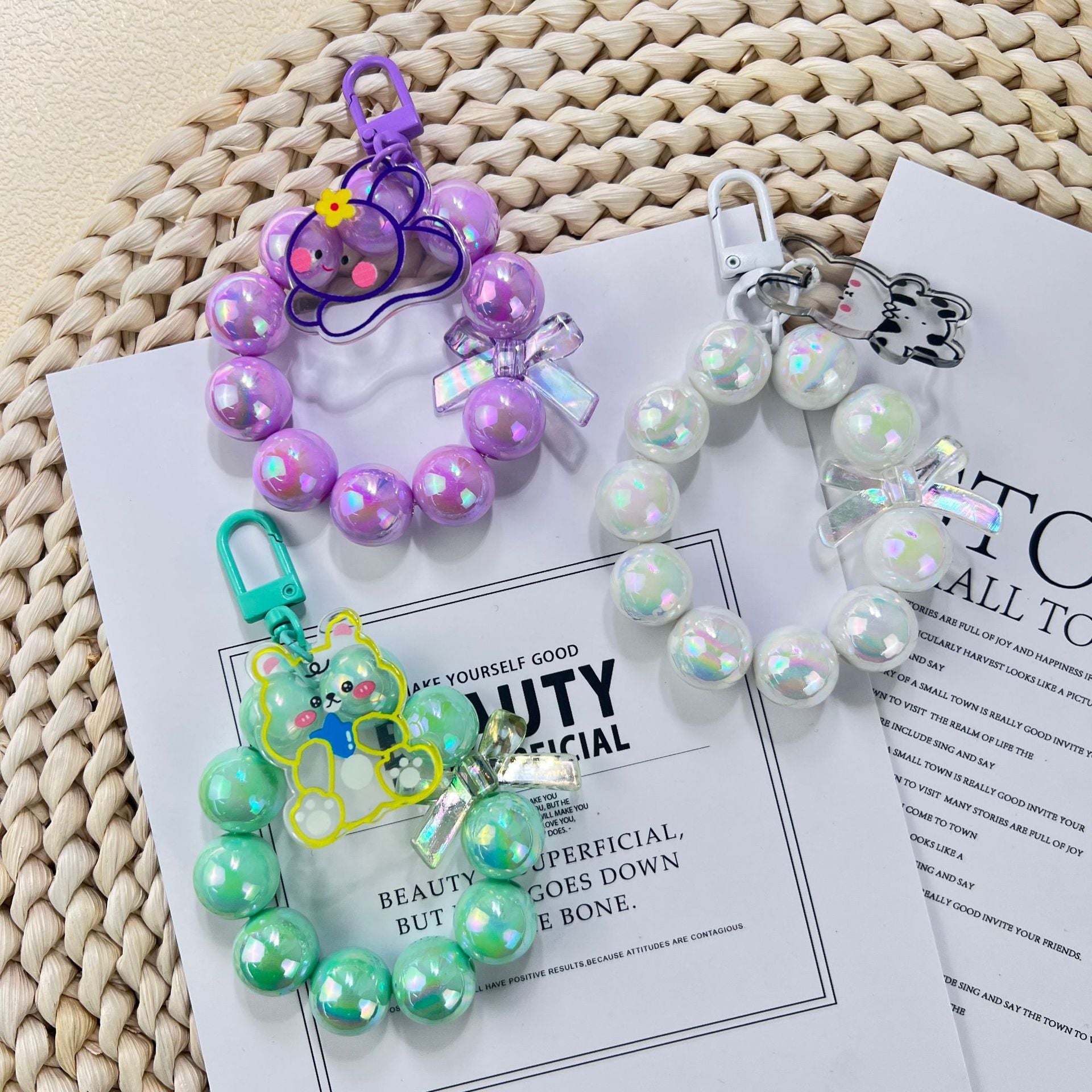 Wholesale Mabei Beaded Plastic Keychain