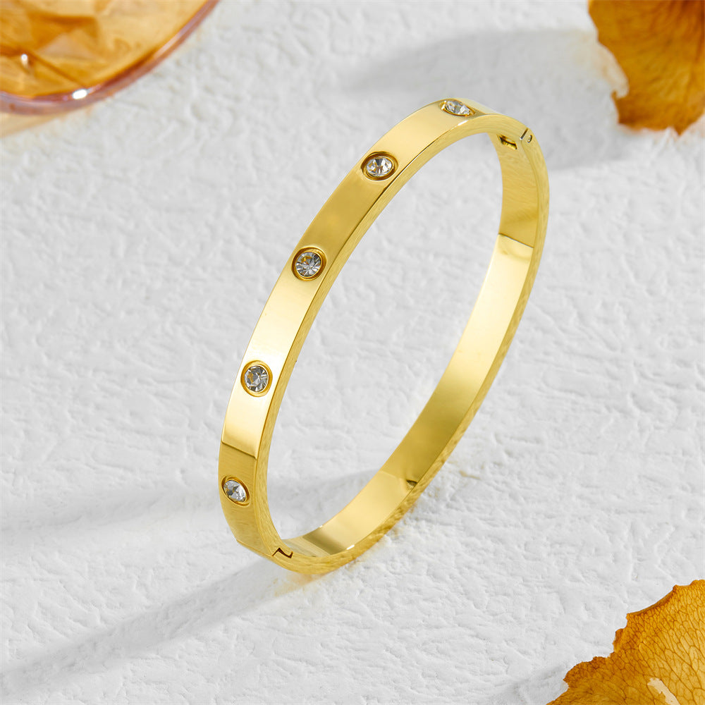 Wholesale Ten diamond titanium steel bracelet full of stars and diamonds bracelet