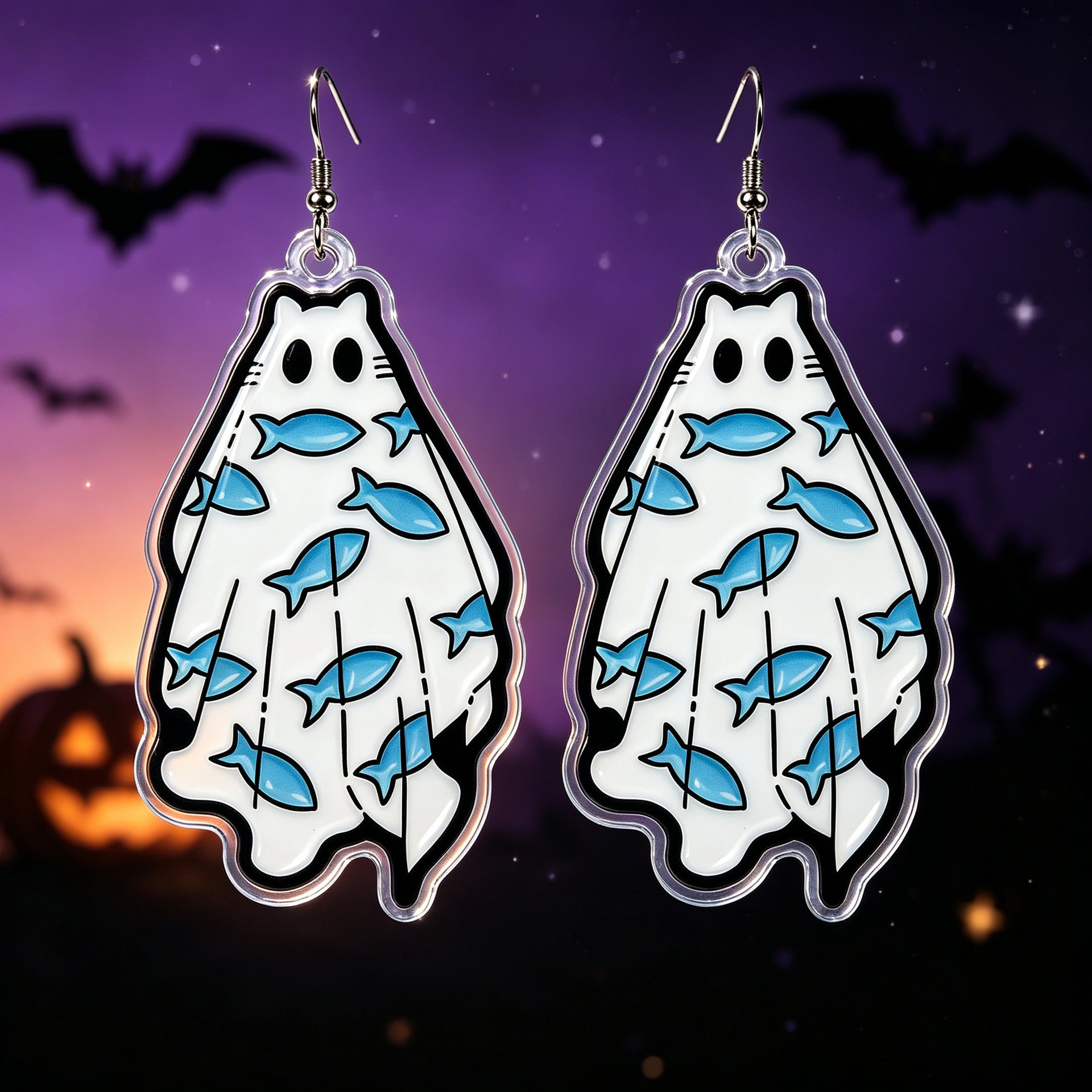 Wholesale  Ghost Cartoon Acrylic Earrings Funny Reading Design Cute Fashion Accessory For Party And Casual Wear