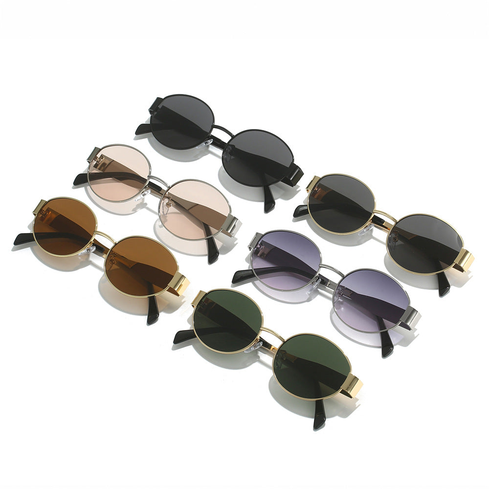 Wholesale Oval Sunglasses Small Round Metal Fashion Sunglasses for Men and Women