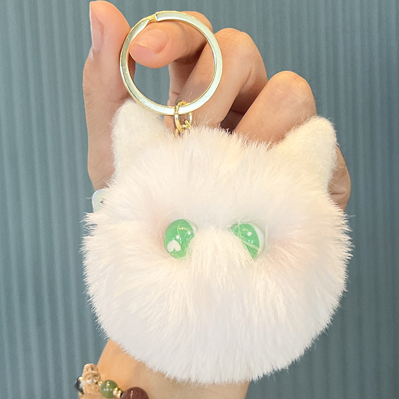 Wholesale Cute Cat Head Plush Ball Keychain