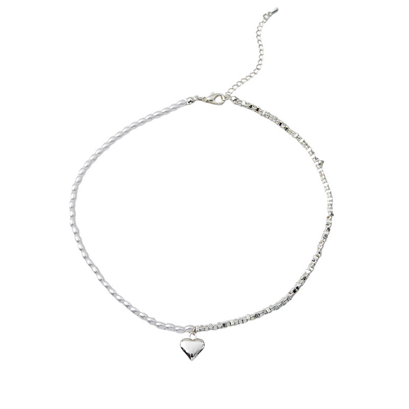 Wholesale Silver  with Pearl Hearts Necklace