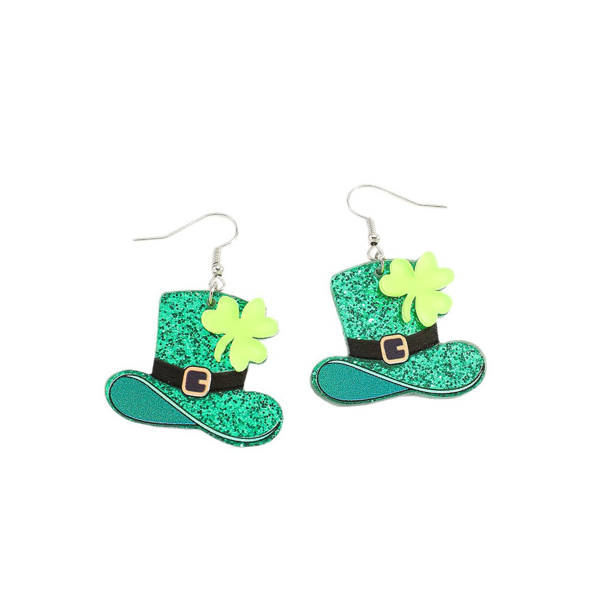 Wholesale St.  Patrick' s Day Shamrock Hat Letter Rainbow Acrylic Earrings