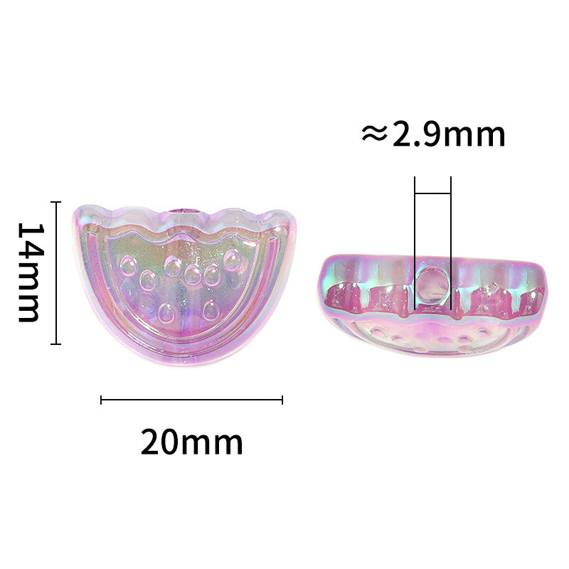 Wholesale 50pcs Night Light Acrylic Watermelon Transparent Color Fine Glitter Fruit Children DIY Beads