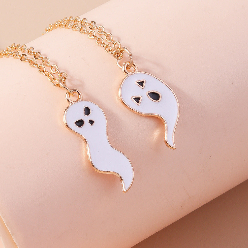 Wholesale Halloween Ghost Necklace Cartoon Cute Ghost Alloy Collarbone Chain