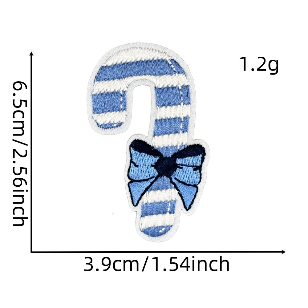 Wholesale Chic Blue Doodle Christmas Embroidery Patches Clothing Applique Stickers DIY Fashion Accessory Gift