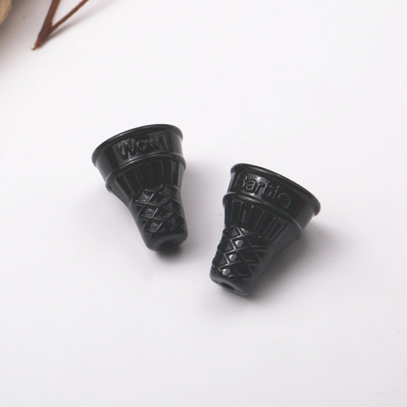 穴あきアクリルビーズ付き100個/パックのカラーコーンベイクドペイントアイスクリームの卸売