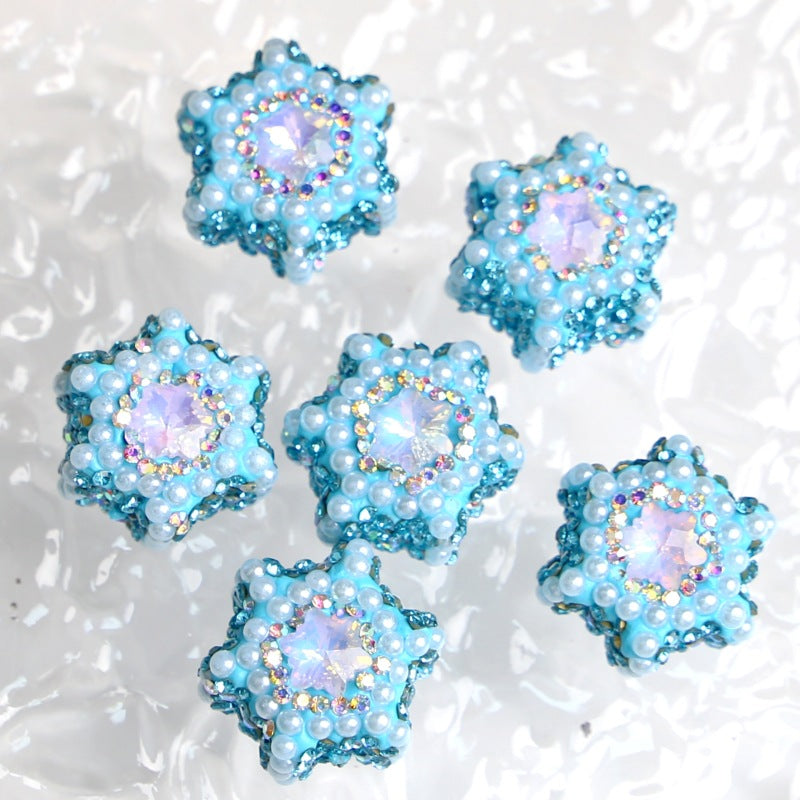 Wholesale Snowflake Diamond Ball with Straight Hole Ceramic Mud Beads