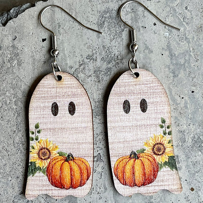 Wholesale 2pairs/pack Thanksgiving Specter Wood Earrings