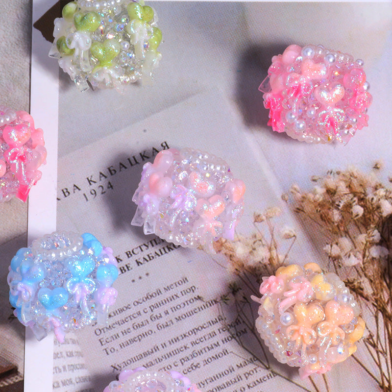 Wholesale 6pcs/pack Flash sand polymer clay straight hole loose beads DIY accessories