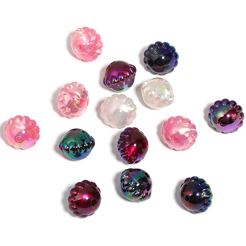 Wholesale 50pcs UV Plating Mysterious Planet Acrylic Saturn Diy Loose Beads