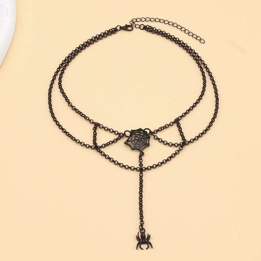 Wholesale Punk Dark Spider Web Gothic Necklace