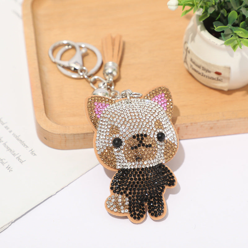 Wholesale Hot Diamond Velvet Cloth Teddy Bear Keychains