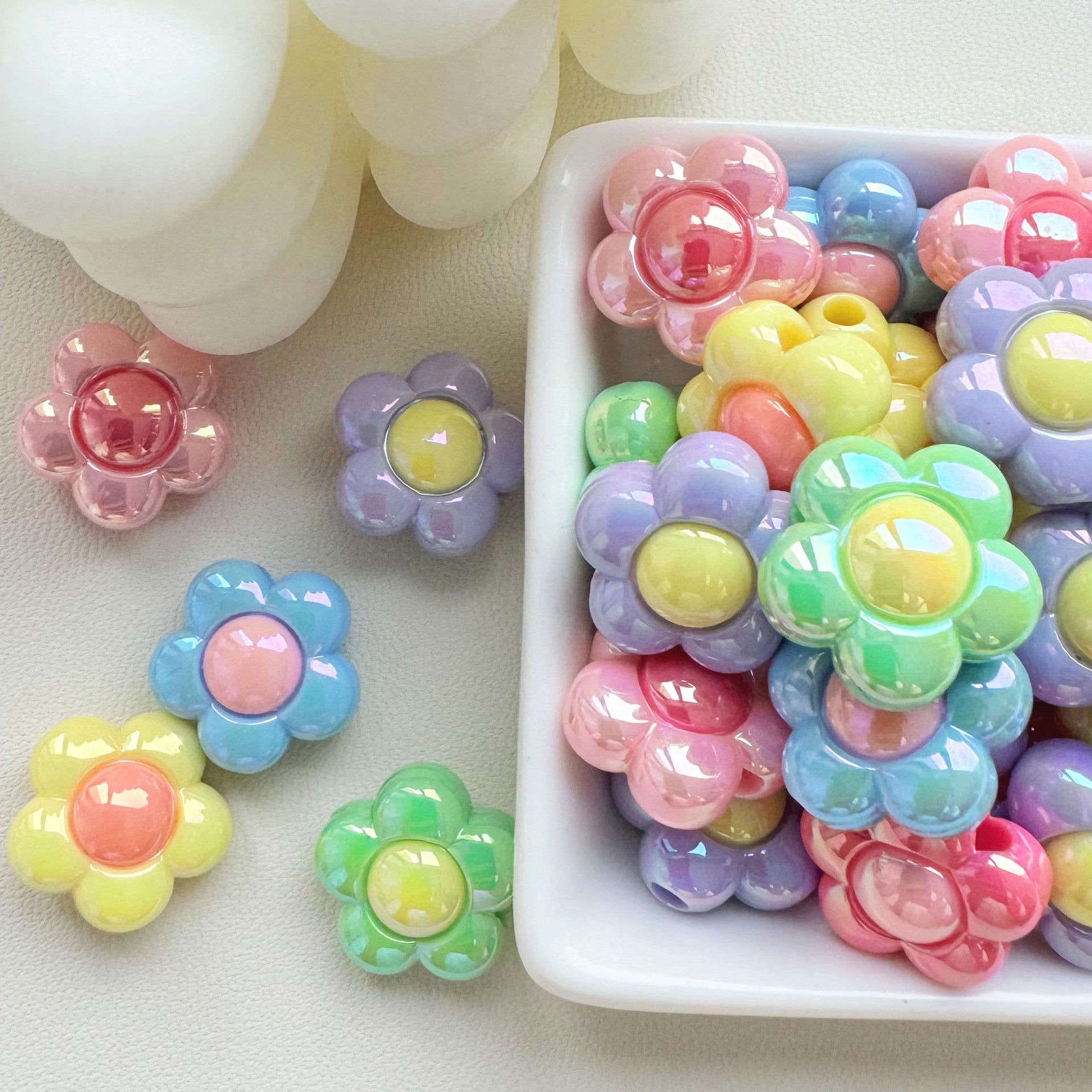 Wholesale 10pcs Color matching five-pointed star flower love resin beads