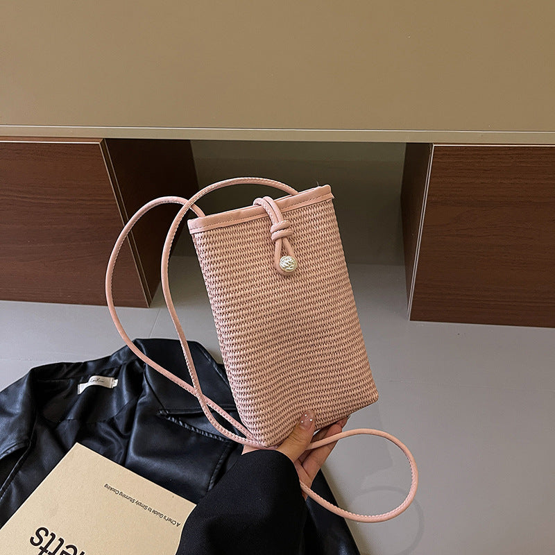 Wholesale Versatile Straw Woven Crossbody Bag Mini Phone Bag