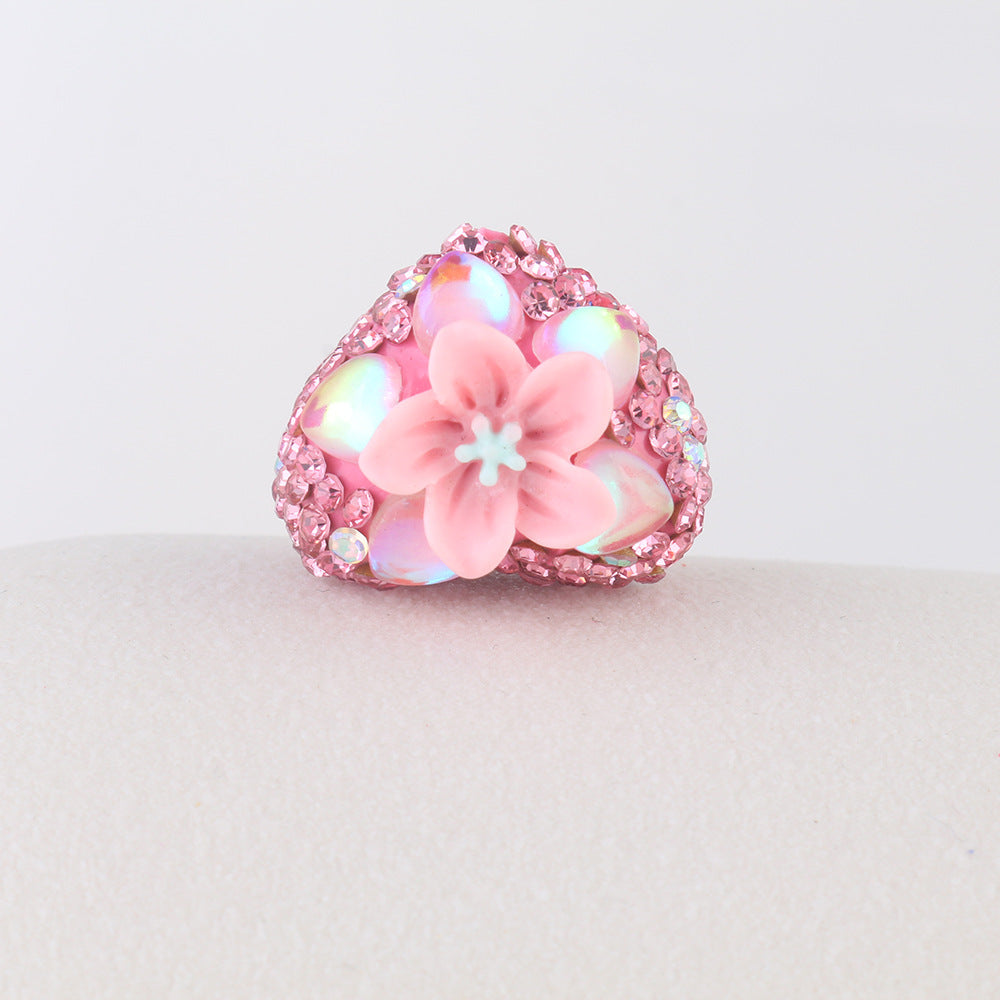 Wholesale 6pcs Flower Heart Soft Ceramic Diamond Ball Crystal Beads