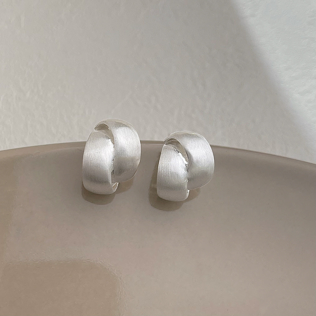 Wholesale Golden brushed frosted geometric earrings