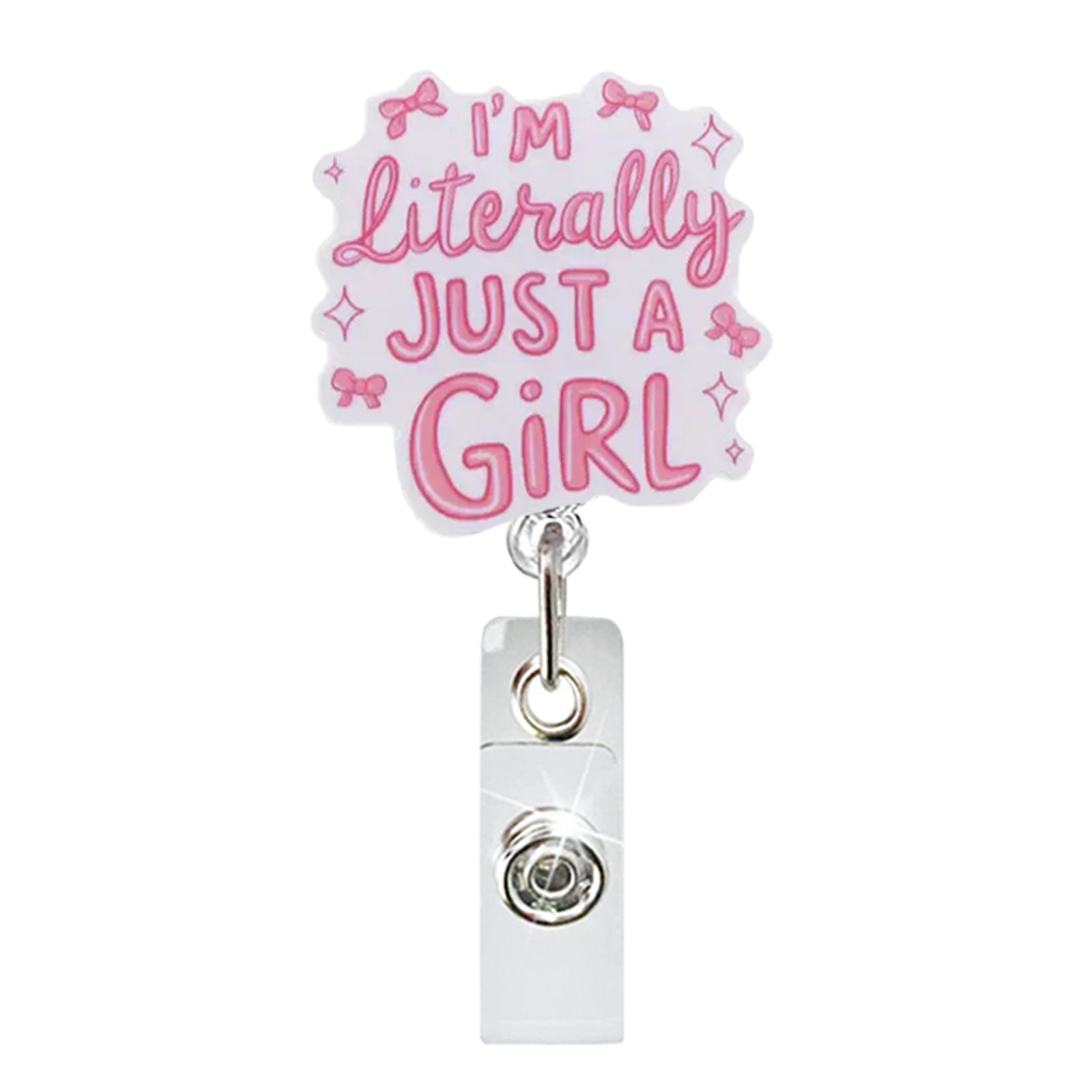 Wholesale Glitter acrylic retractable badge scroll easy pull buckle