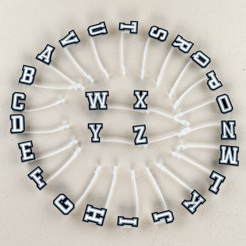 Wholesale of 10pcs Black and White English Letters Silicone Straw Sets