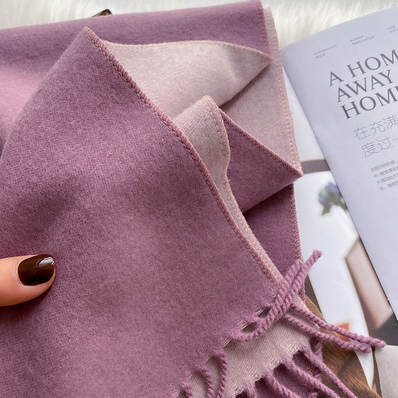 Wholesale Double Sided Solid Color Scarf Long Thickened Warm Shawl