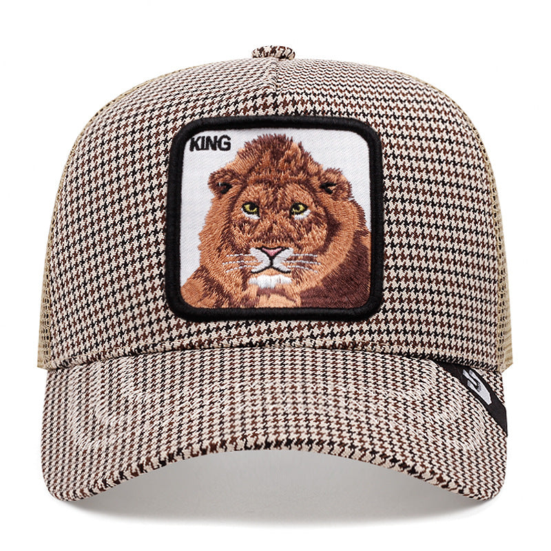 Wholesale Cotton and Linen Plaid Animal Baseball Caps