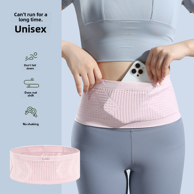 Wholesale Running waist bag multifunctional close-fitting outdoor invisible mobile phone bag men and women knitted water-repellent sports waist bag