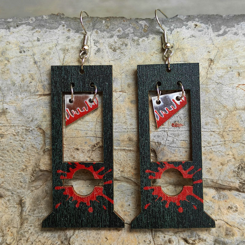 Wholesale 2pairs/pack Wooden Halloween Creative Blood Earrings