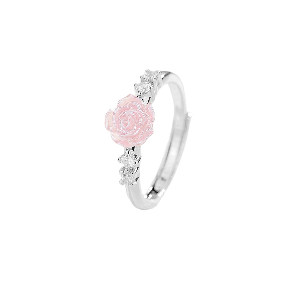 Wholesale Pink Blue Rose Ring Romantic Valentine' s Day Ring