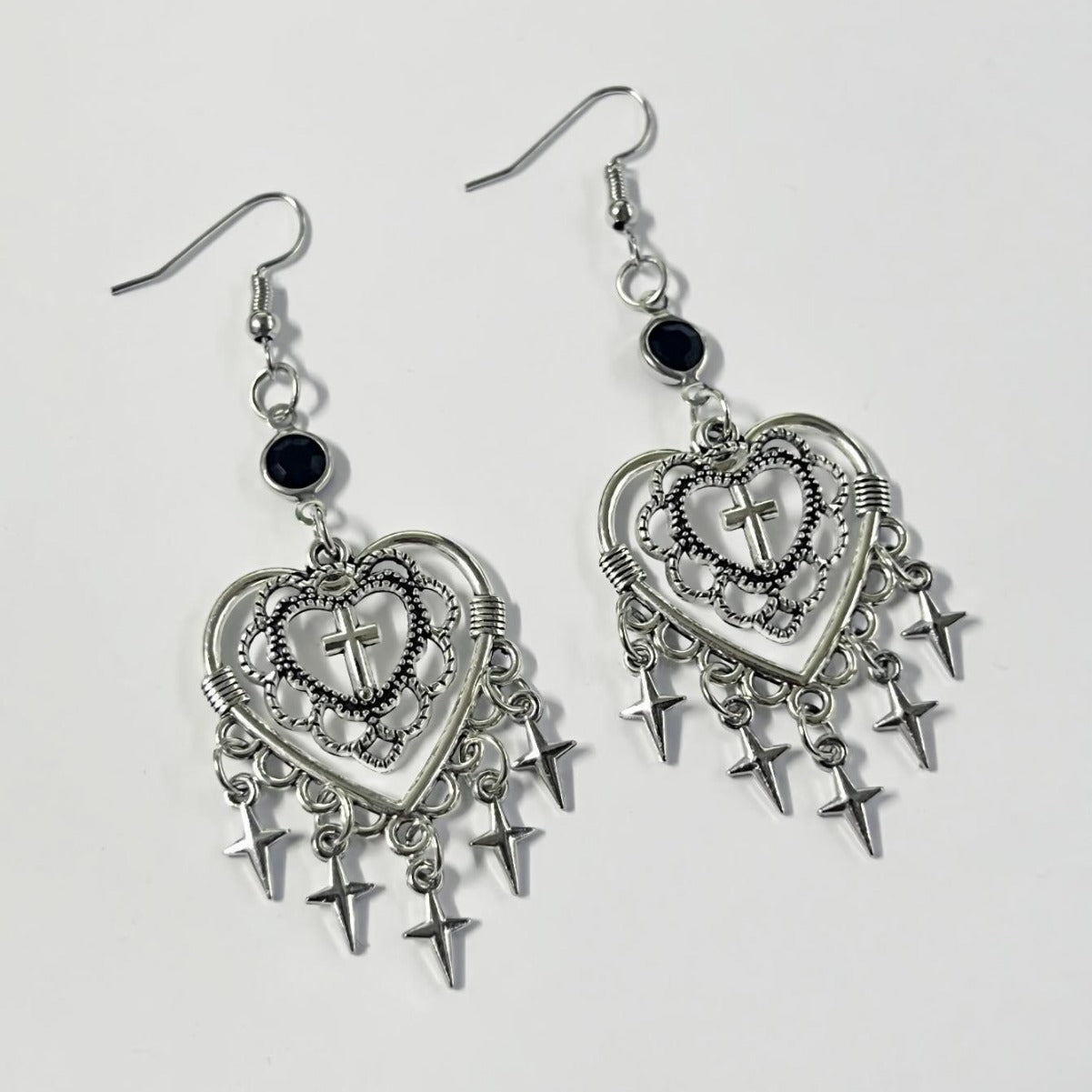 Wholesale Gothic Punk Vintage Cross Heart Earrings