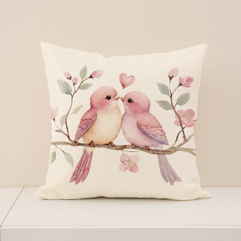 Wholesale Pink Valentine' s Day Pillow Cover Linen Love Letter Print