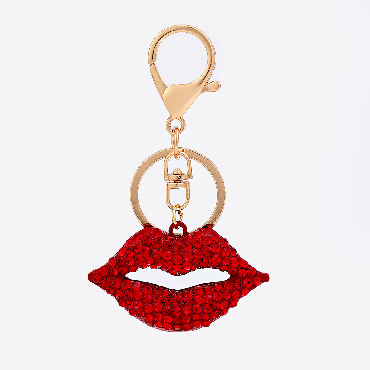 Wholesale Valentine's Day Alloy Red Lip Diamond Keychain