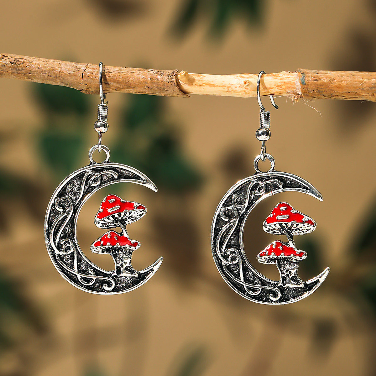 Wholesale Stylish and Simple Moon Red Mushroom Earrings