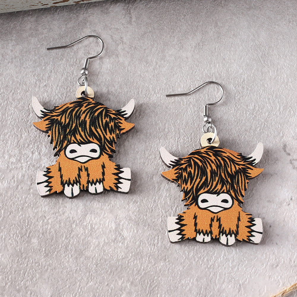Wholesale Western retro bull head earrings