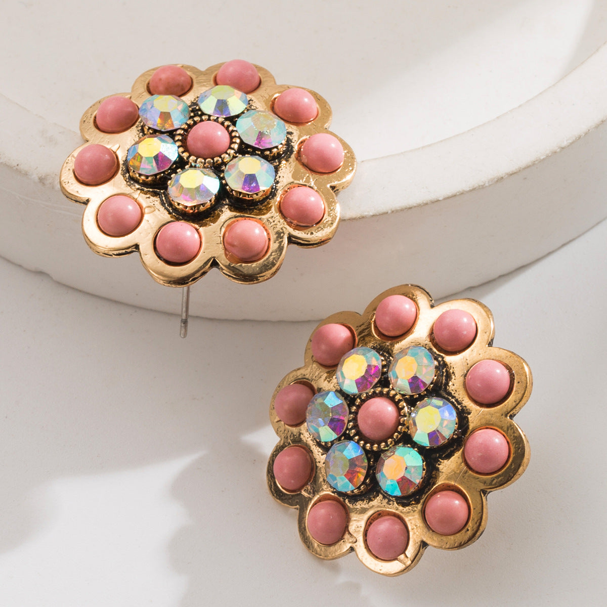 Wholesale Western style turquoise earrings vintage diamond turquoise flower earrings