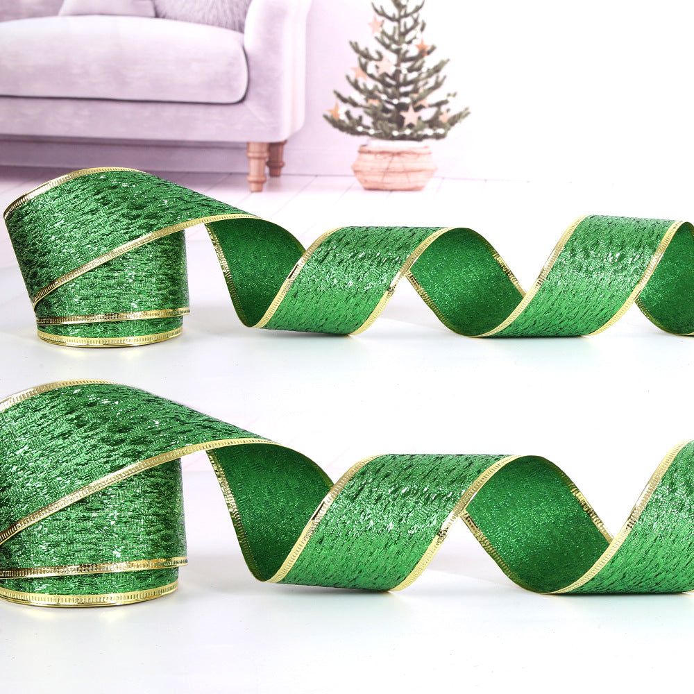 Wholesale St. Patrick's Day Decoration 5cm Green Gold Border Cloth Ribbon