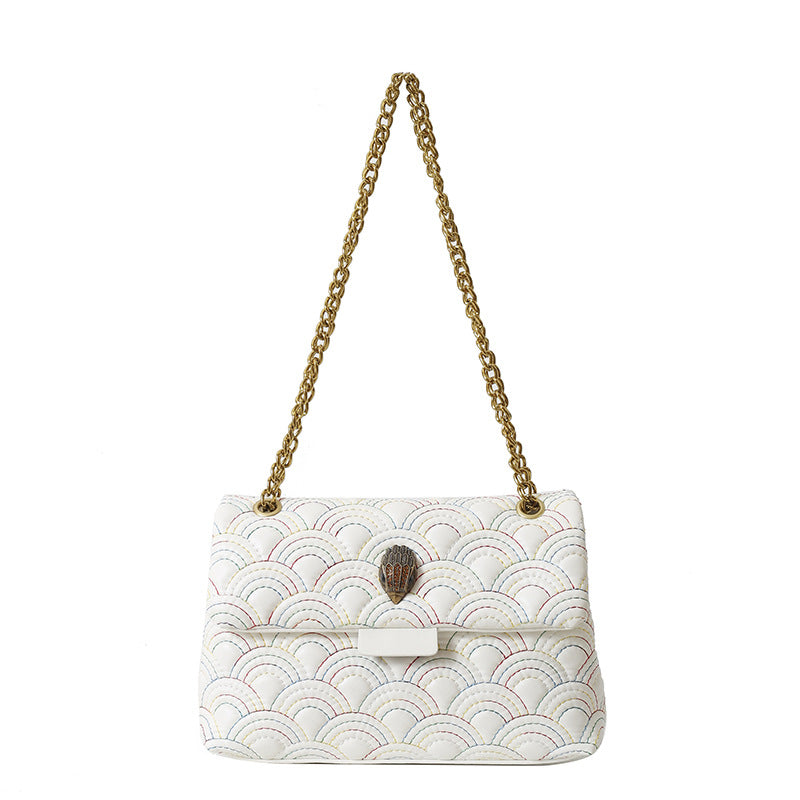 Wholesale Rainbow Embroidery Chain Shoulder Crossbody Small Square Bag