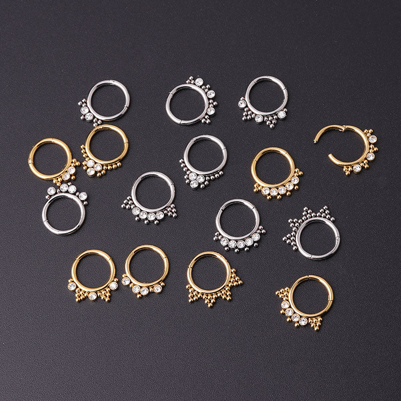Wholesale stainless steel diamond ear nose puncture nose ring body puncture jewelry Daith ring