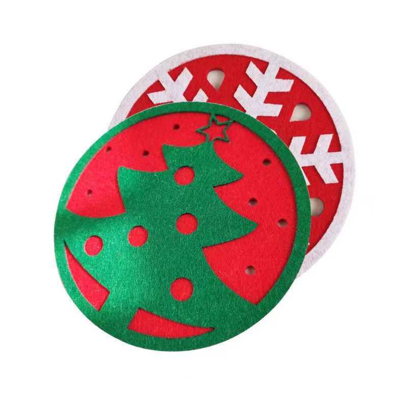Wholesale Snowflake Christmas Tree Felt Coasters