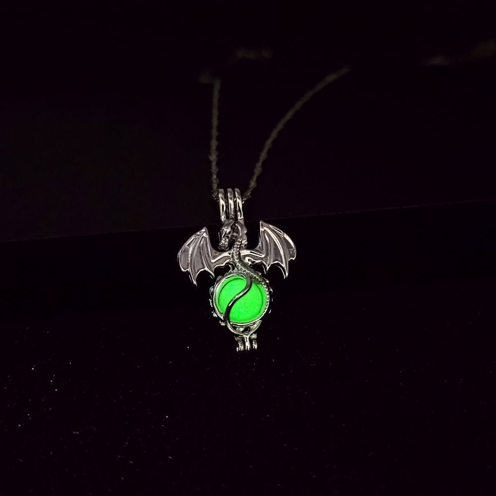 Wholesale Openable hollow luminous small dragon necklace