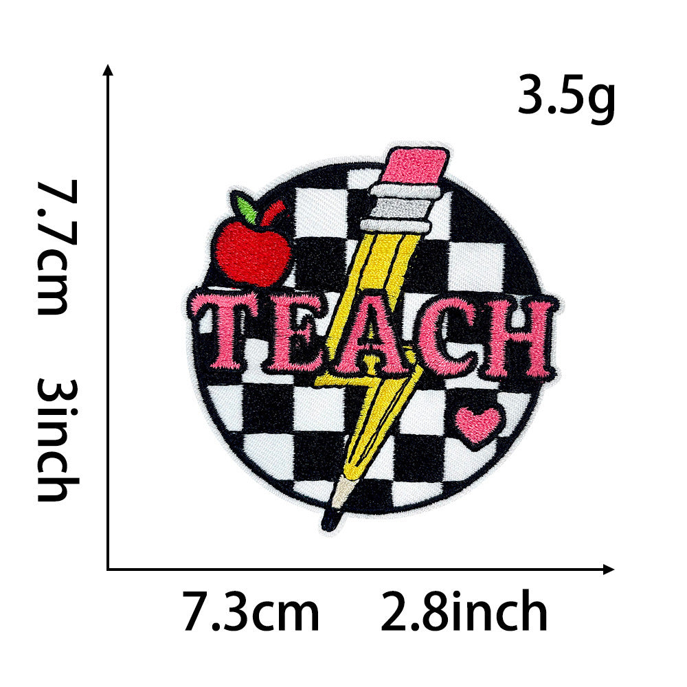 Wholesale Stylish Teacher S Day Embroidered Patch Set With Pencil Bow Designs Polyester Iron On Applique For et DIY Accessory