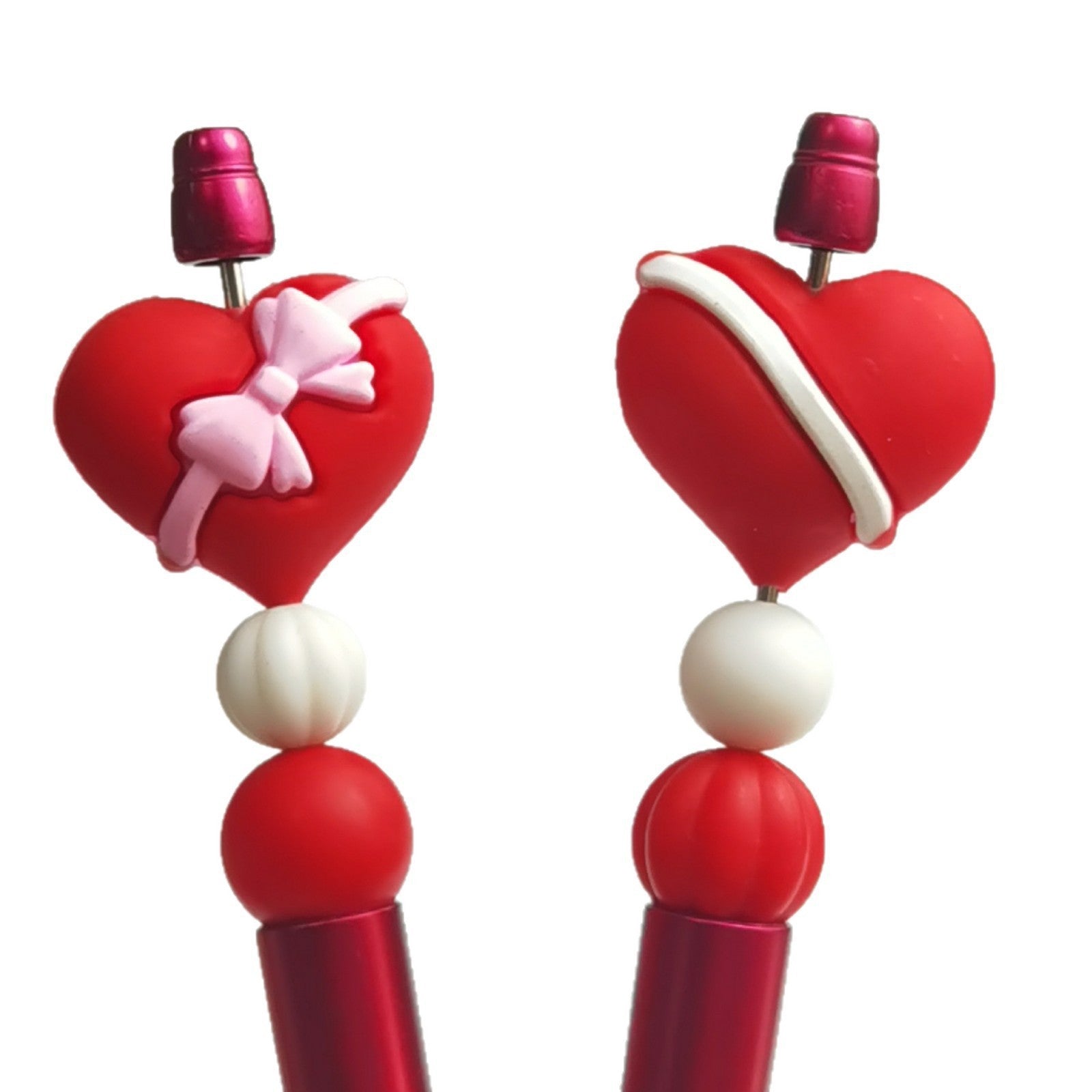 Wholesale 10pcs Valentine' s Day 3D Heart Beads with Through Holes Focal Beads